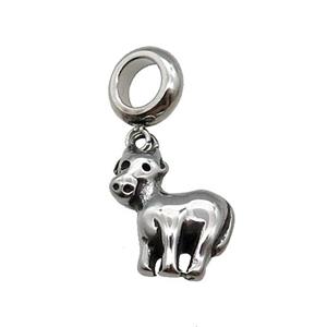 Stainless Steel Zodiac Ox Pendant Antique Silver, approx 14mm, 9mm, 5mm hole [SSB1362]
