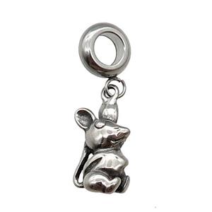 Stainless Steel Zodiac Rat Pendant Antique Silver, approx 9-15mm, 9mm, 5mm hole [SSB1363]
