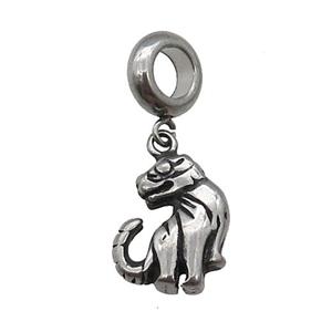 Stainless Steel Zodiac Tiger Pendant Antique Silver, approx 11-15mm, 9mm, 5mm hole [SSB1364]