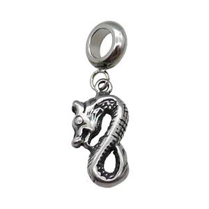 Stainless Steel Zodiac Loong Pendant Antique Silver, approx 9-17mm, 9mm, 5mm hole [SSB1366]