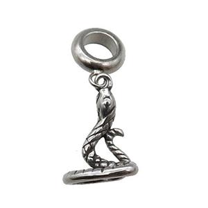 Stainless Steel Zodiac Snake Pendant Antique Silver, approx 11-15mm, 9mm, 5mm hole [SSB1367]