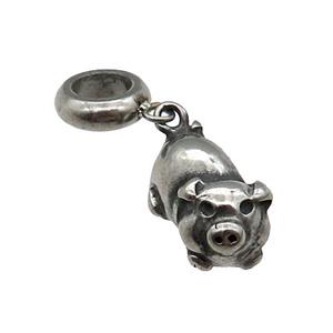 Stainless Steel Zodiac Boar Pendant Antique Silver, approx 8-14mm, 9mm, 5mm hole [SSB1373]