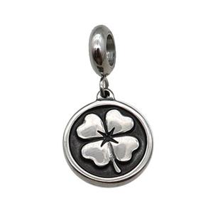 Stainless Steel Clover Pendant Antique Silver, approx 15mm, 9mm, 5mm hole [SSB1375]