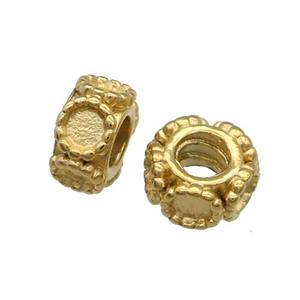 Stainless Steel Rondelle Beads With Pad Large Hole Gold Plated, approx 11mm, 5mm hole [SSB1404]