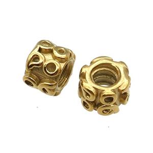 Stainless Steel Tube Spacer Beads Large Hole Gold Plated, approx 9mm, 4mm hole [SSB1408]