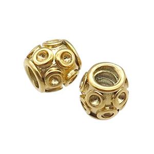 Stainless Steel Barrel European Beads Large Hole Gold Plated, approx 10mm, 4mm hole [SSB1412]
