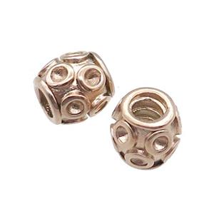 Stainless Steel Barrel Beads Large Hole Rose Gold, approx 10mm, 4mm hole [SSB1413]