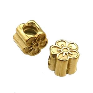 Stainless Steel Flower Beads Large Hole Gold Plated, approx 10mm, 4mm hole [SSB1416]