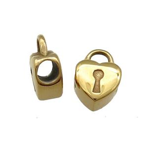 Stainless Steel Heart Lock Beads Gold Plated, approx 10mm, 4mm hole [SSB1420]
