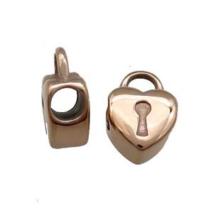 Stainless Steel Heart Lock Beads Rose Gold, approx 10mm, 4mm hole [SSB1421]
