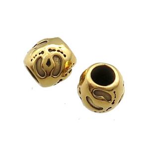 Stainless Steel Barrel Beads Large Hole Gold Plated, approx 10mm, 4mm hole [SSB1424]