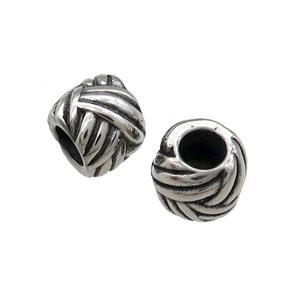 Stainless Steel Tube European Beads Large Hole Antique Silver, approx 9mm, 4mm hole [SSB1427]