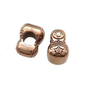 Stainless Steel NestingDoll Beads Large Hole Rose Gold, approx 8-13mm, 5mm hole [SSB1441]