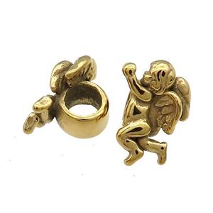 Stainless Steel Angel Charm Beads Gold Plated, approx 10-15.5mm, 5mm hole [SSB1460]