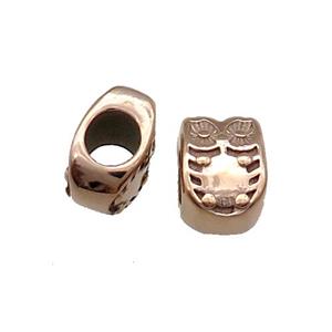 Stainless Steel Owl Beads Large Hole Rose Gold, approx 7.5-10.5mm, 5mm hole [SSB1469]