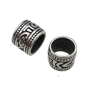 Stainless Steel Tube Beads Large Hole Antique Silver, approx 11mm, 8mm hole [SSB1471]