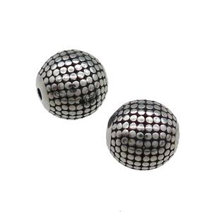 Stainless Steel Round Spacer Beads Antique Silver, approx 9mm dia [SSB1473]