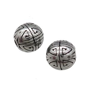 Stainless Steel Round Spacer Beads Antique Silver, approx 9.5mm dia [SSB1475]