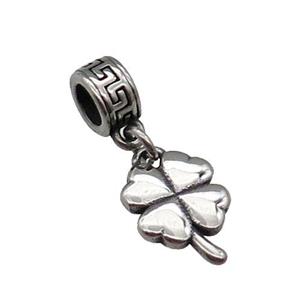 Stainless Steel Clover Pendant Antique Silver, approx 11-16mm, 8mm, 5mm hole [SSB1477]