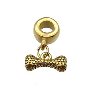 Stainless Steel DogBone Pendant Gold Plated, approx 6-14mm, 9mm, 5mm hole [SSB1482]