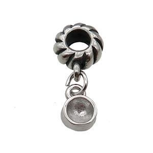 Raw Stainless Steel Pendant, approx 6.5mm, 9mm, 5mm hole [SSB1485]
