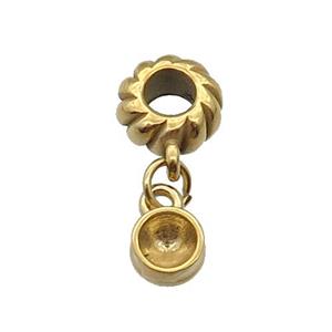 Stainless Steel Pendant Gold Plated, approx 6.5mm, 9mm, 5mm hole [SSB1486]