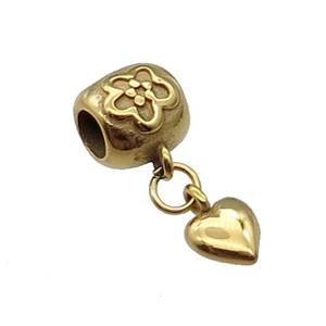 Stainless Steel Heart Pendant Gold Plated, approx 7mm, 9mm, 5mm hole [SSB1490]
