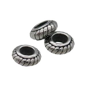 Stainless Steel Rondelle Beads Large Hole Antique Silver, approx 9mm [SSB1495]