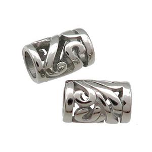 Raw Stainless Steel Tube Beads Large Hole, approx 7x11mm, 4mm hole [SSB1498]