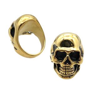Stainless Steel Ring Skull Antique Gold, approx 22-30mm [SSB1508]