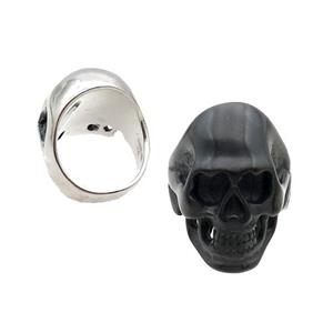 Stainless Steel Skull Ring Black Plated, approx 22-30mm [SSB1509]