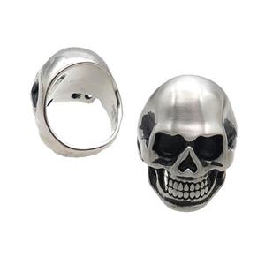 Stainless Steel Skull Ring Antique Silver, approx 22-30mm [SSB1510]