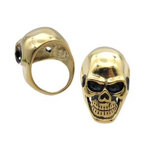 Stainless Steel Ring Skull Antique Gold, approx 28-40mm [SSB1513]