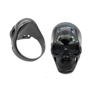 Stainless Steel Skull Ring Black Plated, approx 28-40mm [SSB1517]