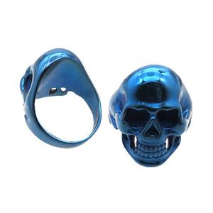 Stainless Steel Ring Skull Blue Electroplated, approx 28-30mm [SSB1518]
