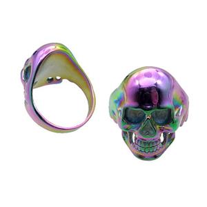 Stainless Steel Skull Ring Rainbow Electroplated, approx 28-30mm [SSB1519]