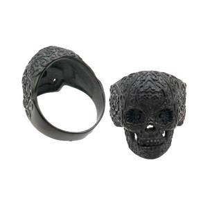 Stainless Steel Skull Ring Black Plated, approx 26-29mm [SSB1529]