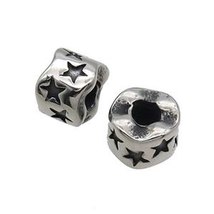 Stainless Steel Tube Beads Antique Silver Large Hole, approx 7-9mm, 4mm hole [SSB1536]