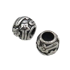 European Style Stainless Steel Round Beads Antique Silver, approx 8-10mm, 5mm hole [SSB1537]