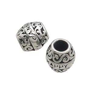 Stainless Steel Barrel Beads Large Antique Silver, approx 10-11mm, 5mm hole [SSB1541]