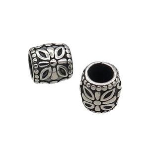 Stainless Steel Tube Beads Large Hole Antique Silver, approx 9.5mm, 5mm hole [SSB1543]