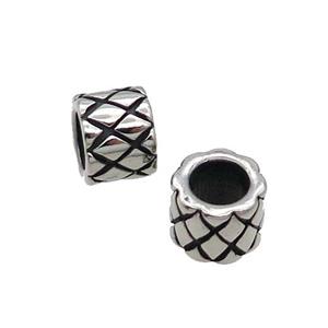 Stainless Steel Tube Beads Large Hole Antique Silver, approx 7-9mm, 5mm hole [SSB1544]