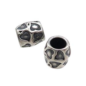 Stainless Steel Barrel Beads Spacer Large Hole Antique Silver, approx 9.5mm, 5mm hole [SSB1545]