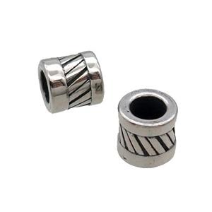 Stainless Steel Tube Beads Large Hole Antique Silver, approx 10mm, 6mm hole [SSB1549]