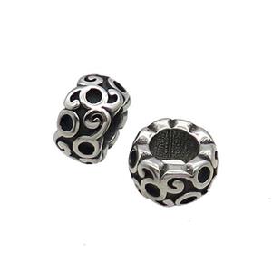 Stainless Steel Rondelle Beads Large Hole Antique Silver, approx 8.5-15mm, 8mm hole [SSB1557]