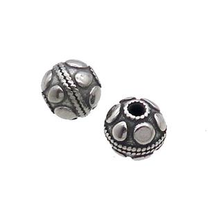 Stainless Steel Round Beads Antique Silver, approx 9mm [SSB1559]