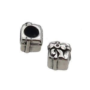 Stainless Steel Beads Gift Box Large Hole Antique Silver, approx 9-10mm, 5mm hole [SSB1562]