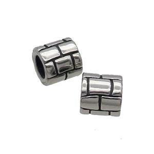 Stainless Steel Tube Beads Large Hole Antique Silver, approx 9mm, 5mm hole [SSB1572]