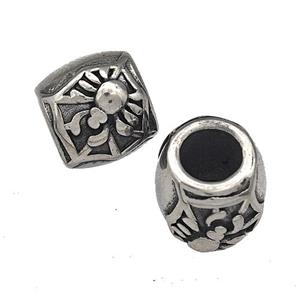 Stainless Steel Barrel Beads Large Hole Spider Antique Silver, approx 9-11mm, 5mm hole [SSB1573]