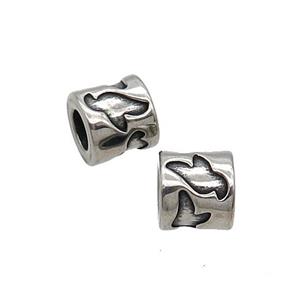 Stainless Steel Beads Tube Large Hole Antique Silver, approx 10-10.5mm, 5mm hole [SSB1574]